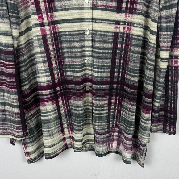 Joseph Ribkoff Casual Plaid Multicoloured Striped Roll Up Sleeve Blouse Size 10 - Picture 10 of 14